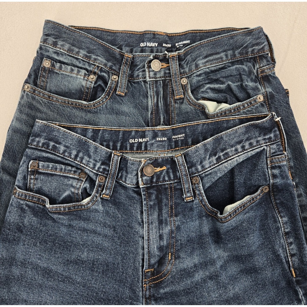 Old Navy Built-In Flex Stretch Straight Fit 2 Pairs Blue Denim Jeans 29x30